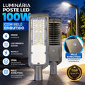 Luminária LED Pública 100W Para Poste Com Sensor Fotoelétrico IP67 Branco Frio 6500K Bivolt