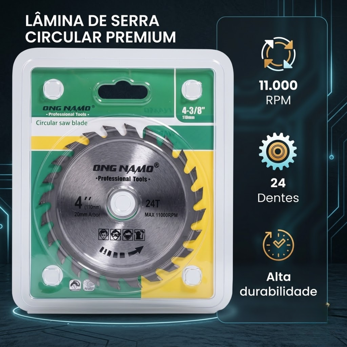 Disco Serra Circular Lâmina de Corte Madeira 110mm x 20mm 24t 4 Polegadas 24 Dentes