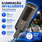 Luminária LED Pública 100W Para Poste Com Sensor Fotoelétrico IP67 Branco Frio 6500K Bivolt