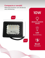 Refletor Led Holofote 10w Bivolt Ip66 Jardim A Prova D'água