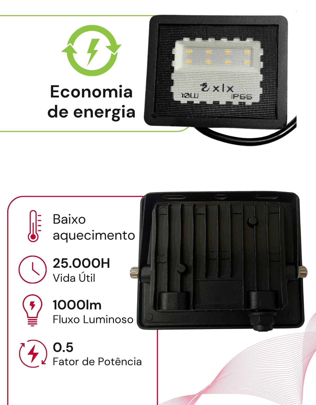 Refletor Led Holofote 10w Bivolt Ip66 Jardim A Prova D'água