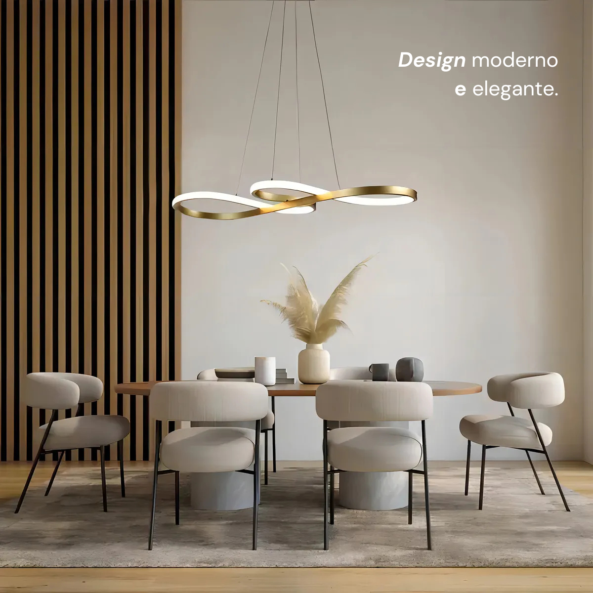 Lustre Pendente Led Moderno Dourado Sala Quarto Cozinha 40w