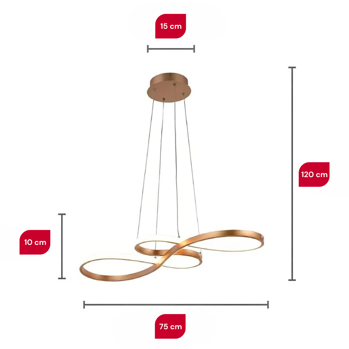 Lustre Pendente Led Moderno Dourado Sala Quarto Cozinha 40w