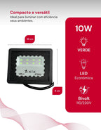 Refletor Led Holofote 10w Bivolt Ip66 Jardim A Prova D'água