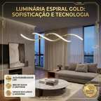 Lustre Pendente LED Dourado Espiral Bivolt 60W 3 Temperaturas de Cor