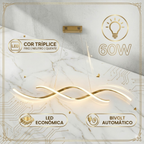 Lustre Pendente LED Dourado Espiral Bivolt 60W 3 Temperaturas de Cor