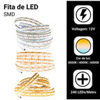 Fita Led 240led Por Metro 12v 3528 P/ Perfil 5 Metros Ip20