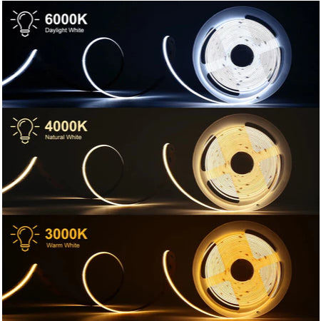 Fita Led Cob 3000k 4000K 6000K 5mts 8mm 320 led/M 12v Ip20 Para Perfil