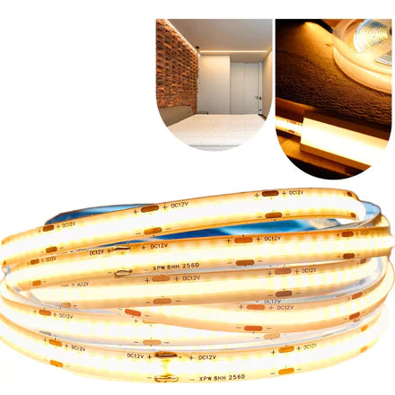 Fita Led Cob 3000k 4000K 6000K 5mts 8mm 320 led/M 12v Ip20 Para Perfil