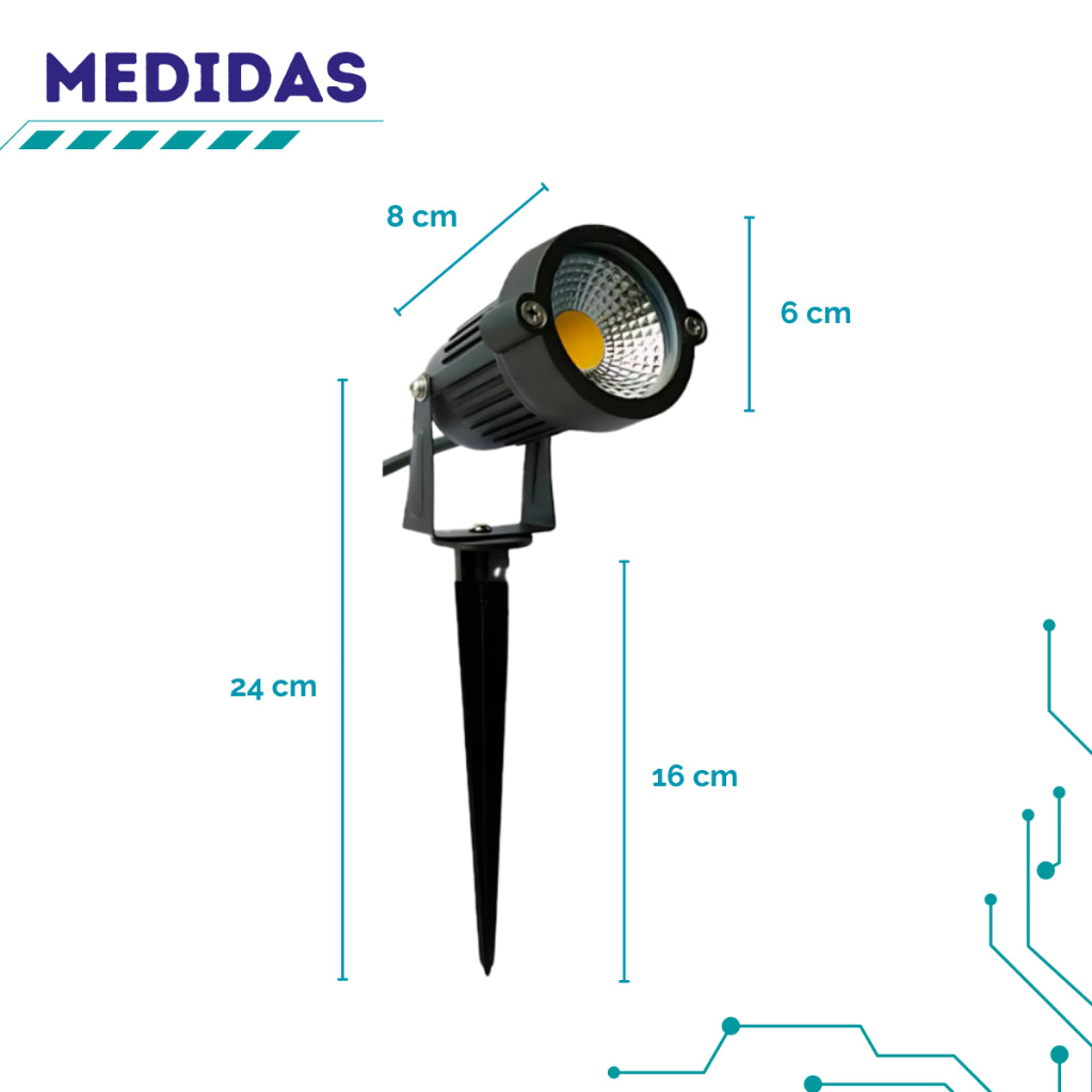 Kit Luminárias Espeto LED Jardim Verde Azul Branco Frio Branco Quente IP56 Bivolt 5w Prova d'Água