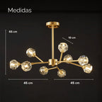 Lustre 9 / 12 Globos Pendente de cristal XLX Dourado Rose Luminária de Teto Pendente Luxo Moderno
