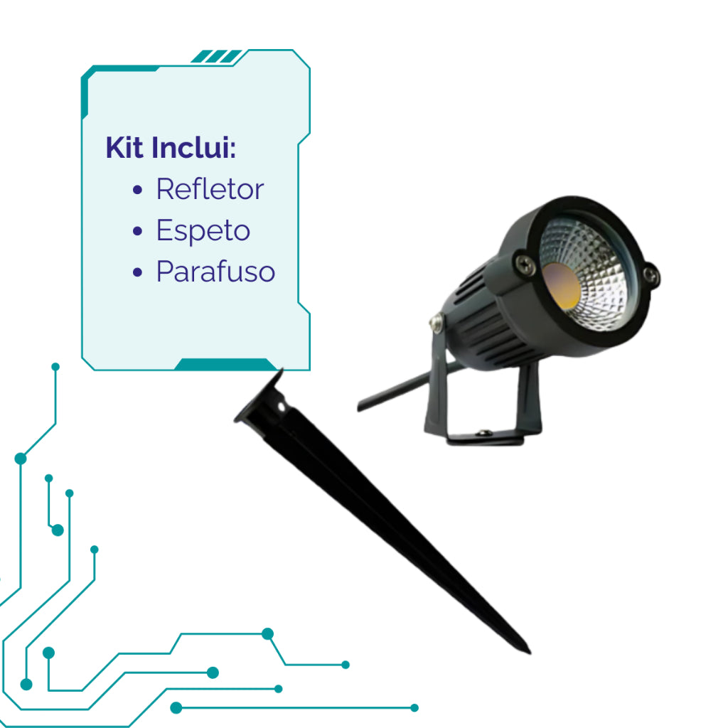 Kit Luminárias Espeto LED Jardim Verde Azul Branco Frio Branco Quente IP56 Bivolt 5w Prova d'Água