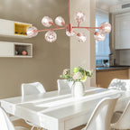 Lustre 9 / 12 Globos Pendente de cristal XLX Dourado Rose Luminária de Teto Pendente Luxo Moderno
