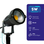 Kit Luminárias Espeto LED Jardim Verde Azul Branco Frio Branco Quente IP56 Bivolt 5w Prova d'Água