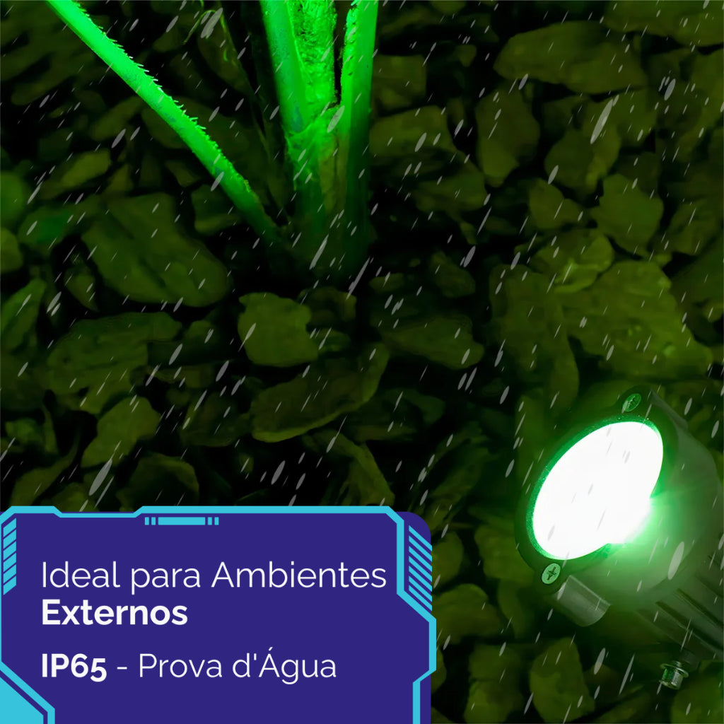 Kit Luminárias Espeto LED Jardim Verde Azul Branco Frio Branco Quente IP56 Bivolt 5w Prova d'Água