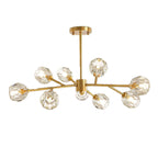 Lustre 9 / 12 Globos Pendente de cristal XLX Dourado Rose Luminária de Teto Pendente Luxo Moderno
