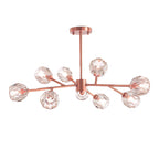 Lustre 9 / 12 Globos Pendente de cristal XLX Dourado Rose Luminária de Teto Pendente Luxo Moderno