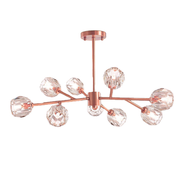 Lustre 9 / 12 Globos Pendente de cristal XLX Dourado Rose Luminária de Teto Pendente Luxo Moderno