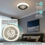 Ventilador de Teto Lâmpada Embutir Luz Led Ajustável Controle Remoto Bivolt Verão 6 Velocidades