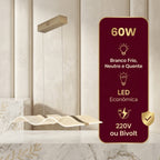 Lustre Pendente LED 60W Moderno Ondulado Dourado Sala Quarto 3 Cores Bivolt Branco Neutro Quente