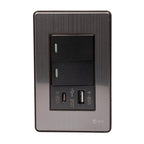 Tomada Modular 4X2 10A 20A Aço Escovado Cinza Monte a Sua USB Placa Interruptor Bipolar Unipolar