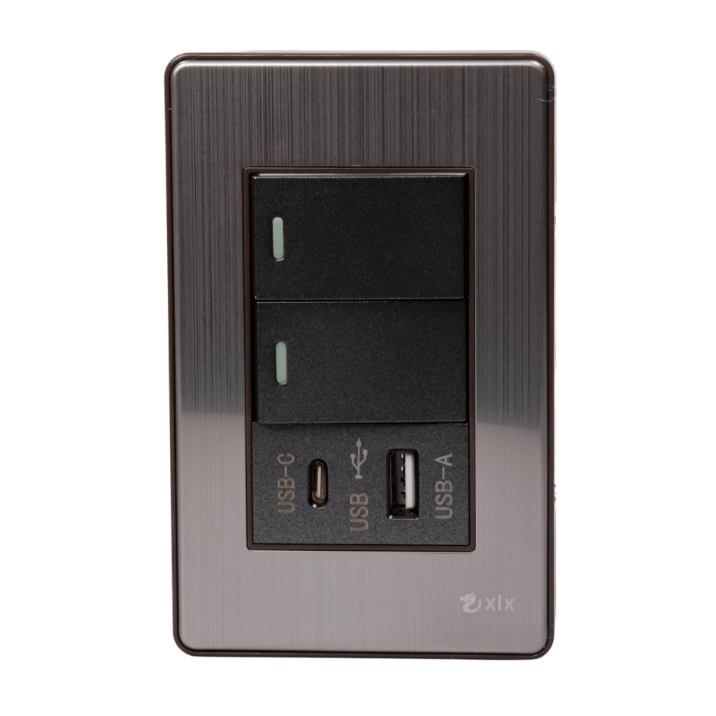 Tomada Modular 4X2 10A 20A Aço Escovado Cinza Monte a Sua USB Placa Interruptor Bipolar Unipolar