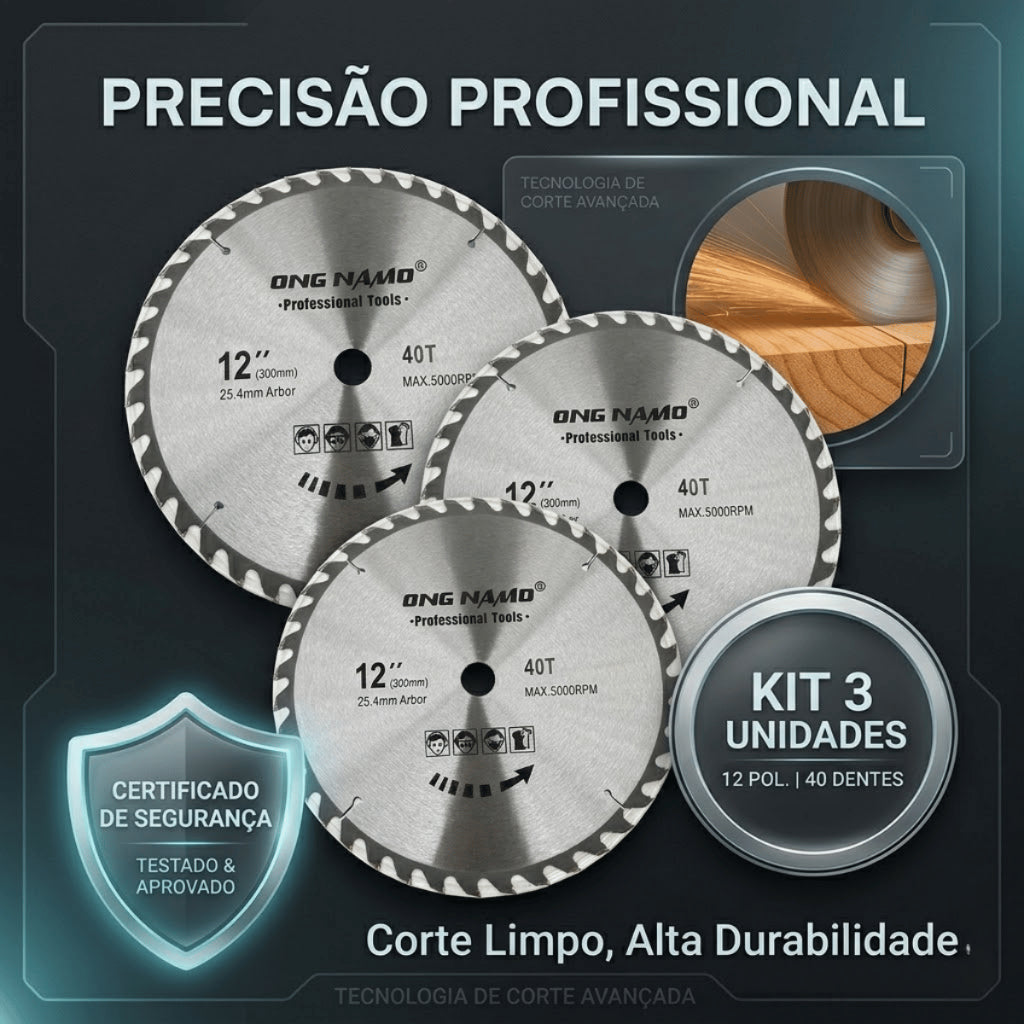 Disco de Serra Circular Profissional 12 polegadas 300mm 40 dentes Corte para Madeira MDF DryWall