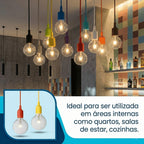 Pendente de Teto Silicone Aveludado Soquete E27 Colorido Verde Vermelho Amarelo Branco Preto XLX