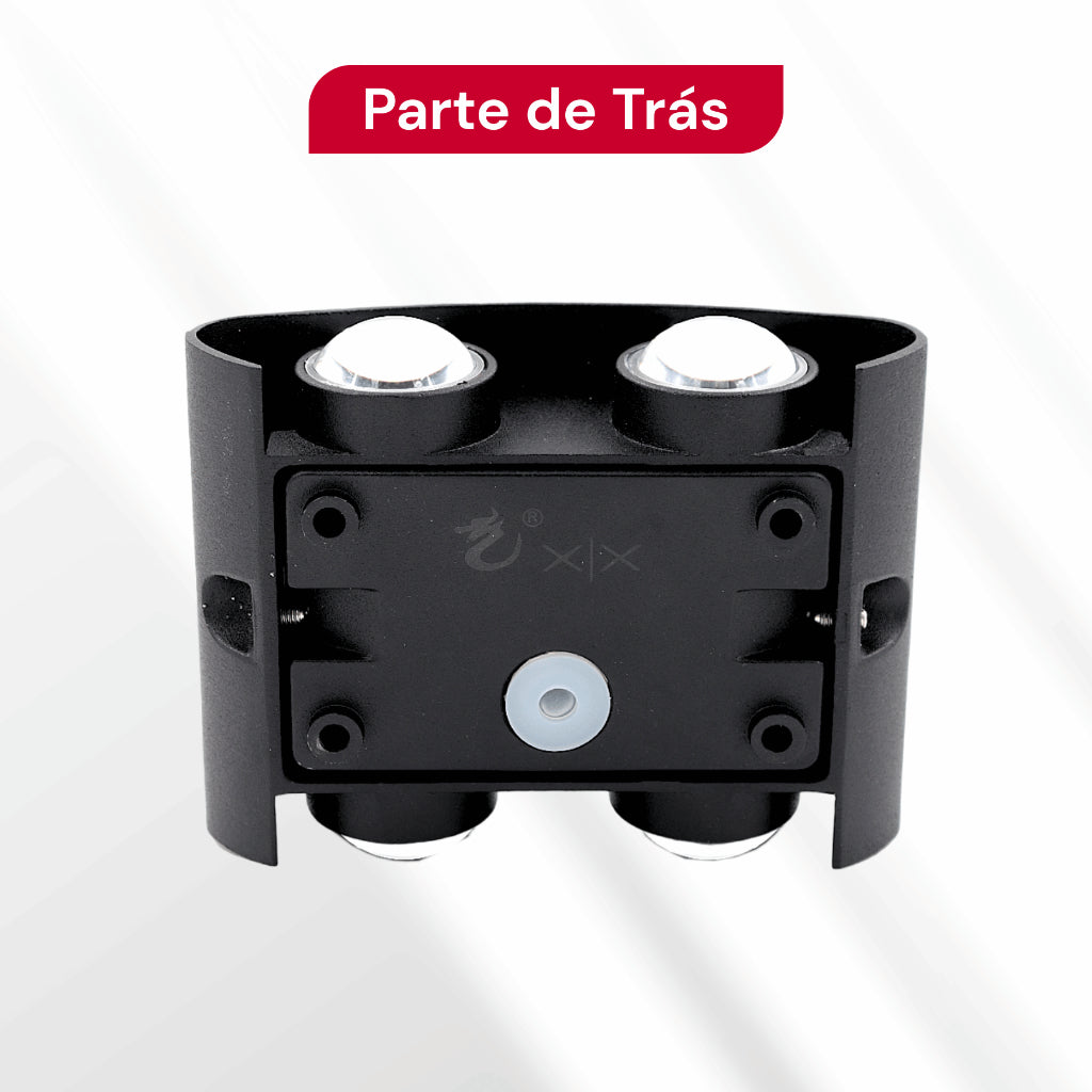 Arandela de Parede Preta LED 5W IP66 A Prova d'Água 4 Fachos de Luz Decoração Externa Branco Quente