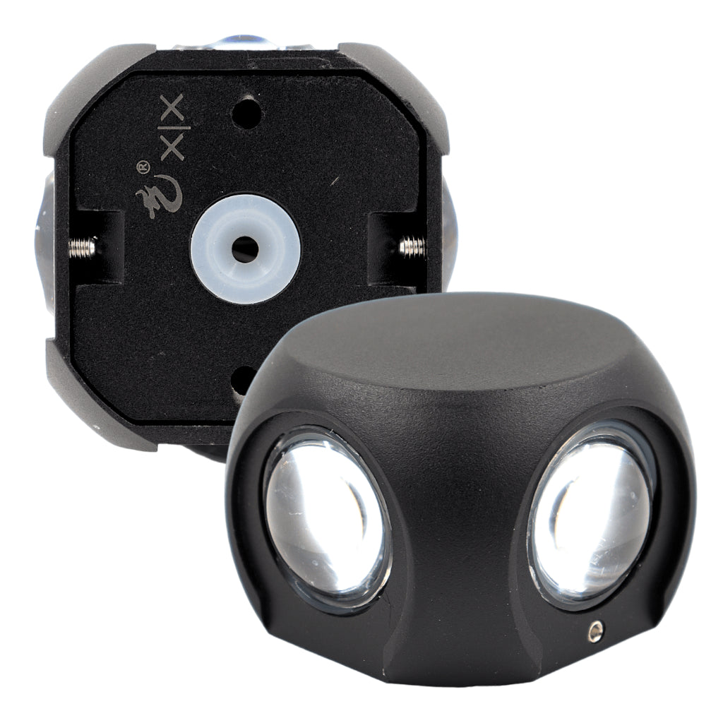 Arandela de Parede Preta LED 5W IP66 A Prova d'Água 4 Fachos de Luz Decoração Externa Branco Quente