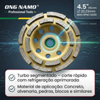 Disco de Desbaste Diamantado Segmentado 115 mm 4.5 Polegadas Profissional Concreto Granito Mármore