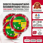 Disco Diamantado Segmentado de Corte 180 mm Seco Úmido Profissional Bloco Concreto Granito Mármore