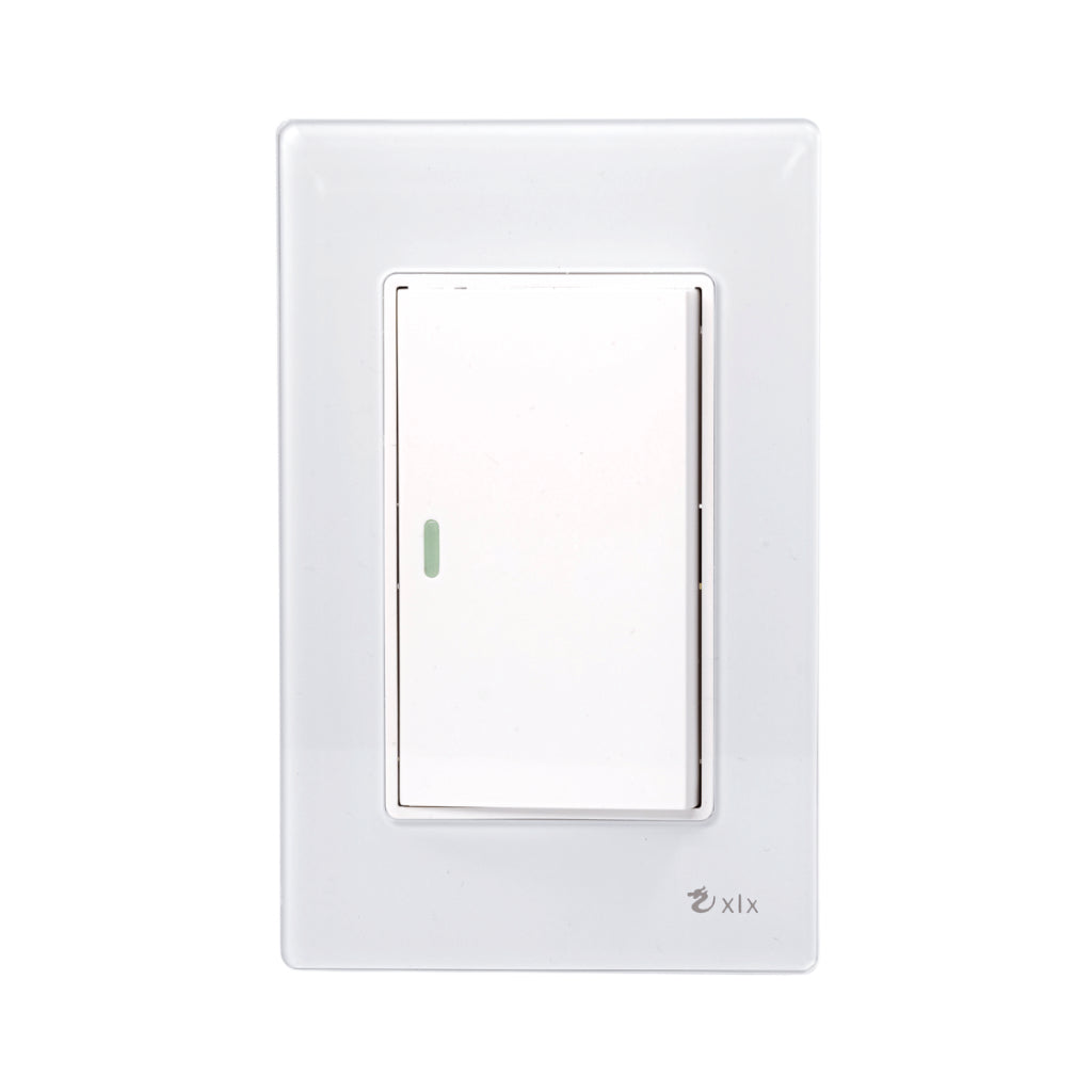 Tomada Modular 4x2 Interruptor Simples Acrilico Espelhado Branco Luxo Anti-Chamas Innova Pro XLX