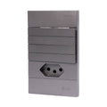 Tomada Modular 10A 110V Interruptor Unipolar Bipolar Cinza Preto Galvanizado Placa 4x2 Alumínio