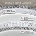 Luminária Plafon de Teto LED Tricolor 24W 38cm Design Moderno Cristal Facetado para Área Social