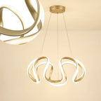 Lustre Pendente Dourado Led Moderno Curvas 60w Ondas Luz 3 Em 1 Sala Jantar Mesa Quarto Bivolt