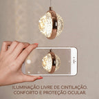 Arandela Parede Saturno Globo Cristal Bolhas Dourada XLX LED Moderno Luxo Brilhante Criativo