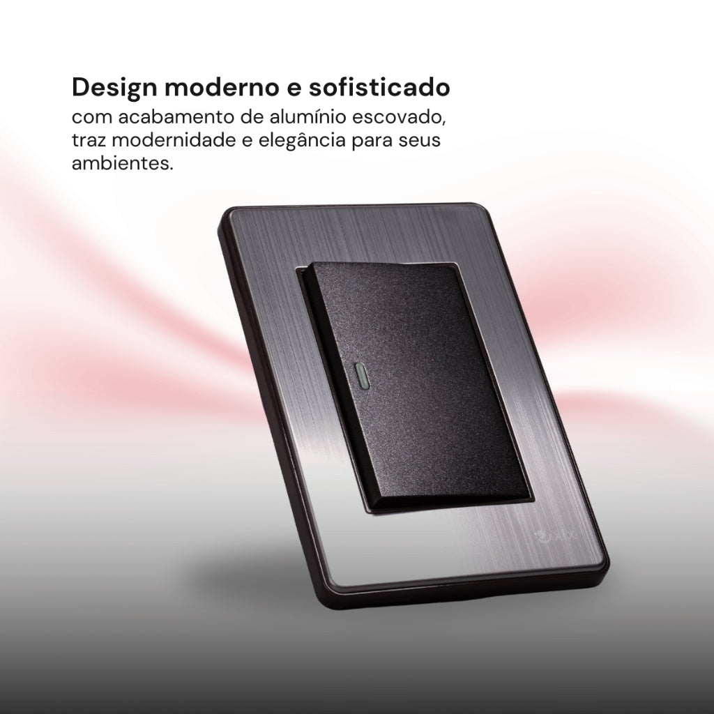 Interruptor Modular Fusion Pro Moderno xlx Alumínio Escovado Tecla G Unipolar Bipolar 4x2 Anti Chama