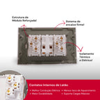 Tomada Modular Interruptor de Parede 110V 10A Placa Branca Acrílico Espelhado Alumínio Innova XLX