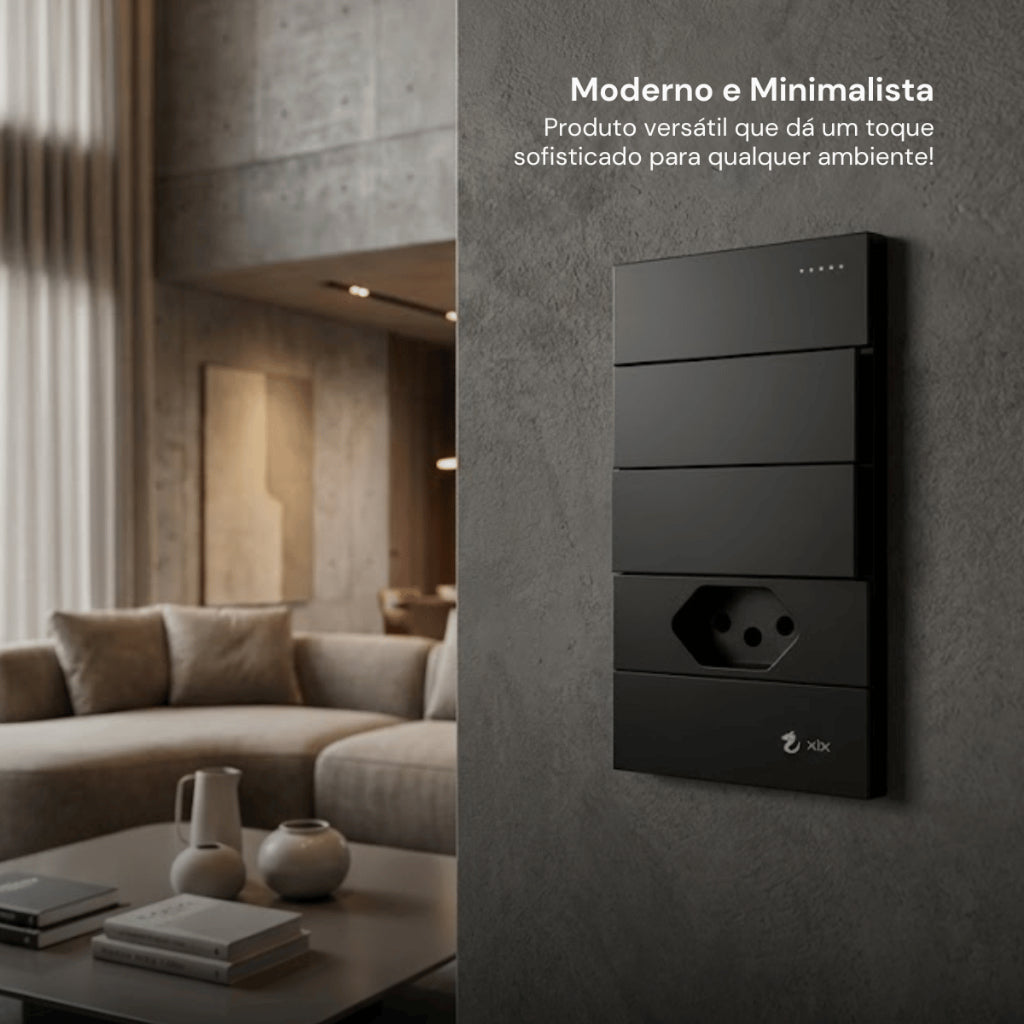 Tomada Modular 10A 110V Interruptor Unipolar Bipolar Cinza Preto Galvanizado Placa 4x2 Alumínio