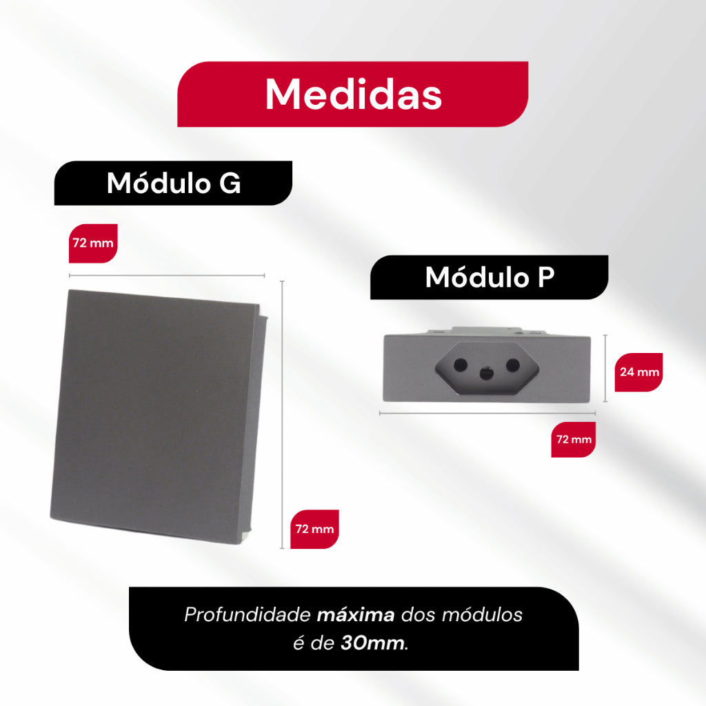 Tomada Modular 10A 20A Acrílico Cinza Monte Sua USB Placa Alumínio Interruptor 4X2 Bipolar Unipolar