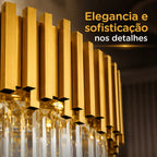 Lustre Cristal K9 Dourado Cilíndrico Moderno Pendente Luxo Sala de Jantar E14 Corrente Ajustável