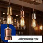 Pendente Soquete E27 de Teto Metal e Cobre estilo industrial importado Vintage retrô Luminária