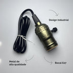 Pendente de Teto Metal Lâmpada E27 Verde Antigo Led Retrô Industrial Bivolt