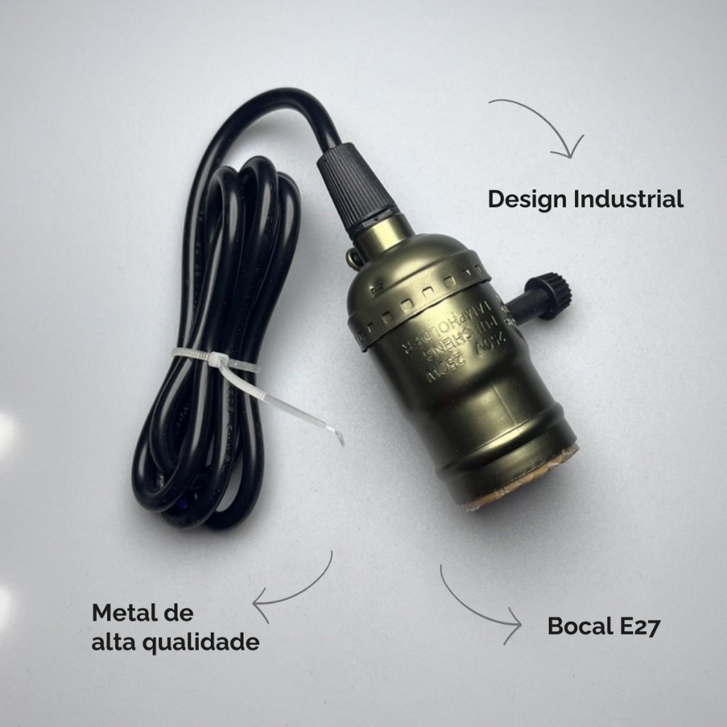 Pendente de Teto Metal Lâmpada E27 Verde Antigo Led Retrô Industrial Bivolt