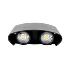 Arandela de Parede Preta LED 5W IP66 A Prova d'Água 4 Fachos de Luz Decoração Externa Branco Quente