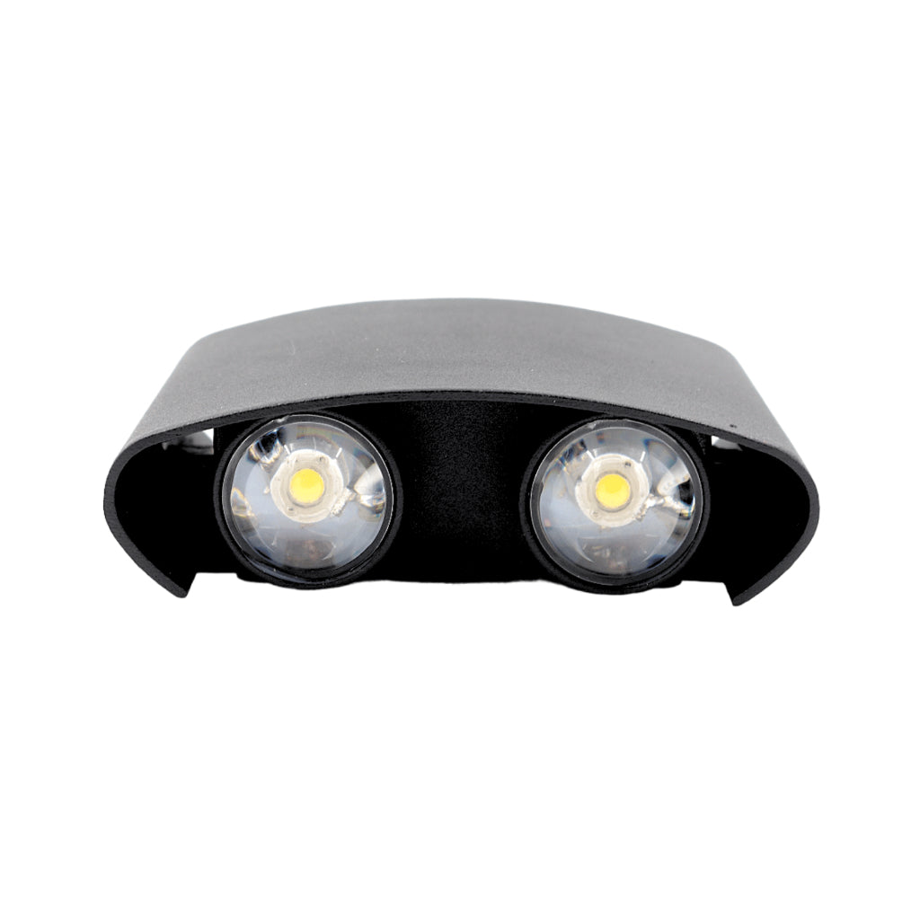 Arandela de Parede Preta LED 5W IP66 A Prova d'Água 4 Fachos de Luz Decoração Externa Branco Quente