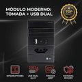 Tomada Modular 10A 110V Carregador USB C A Interruptor Unipolar Bipolar Preto Placa 4x2 Alumínio
