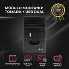 Tomada Modular 10A 110V Carregador USB C A Interruptor Unipolar Bipolar Preto Placa 4x2 Alumínio