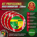 Disco Diamantado Segmentado de Corte 230 mm Seco Úmido Profissional Bloco Concreto Granito Mármore